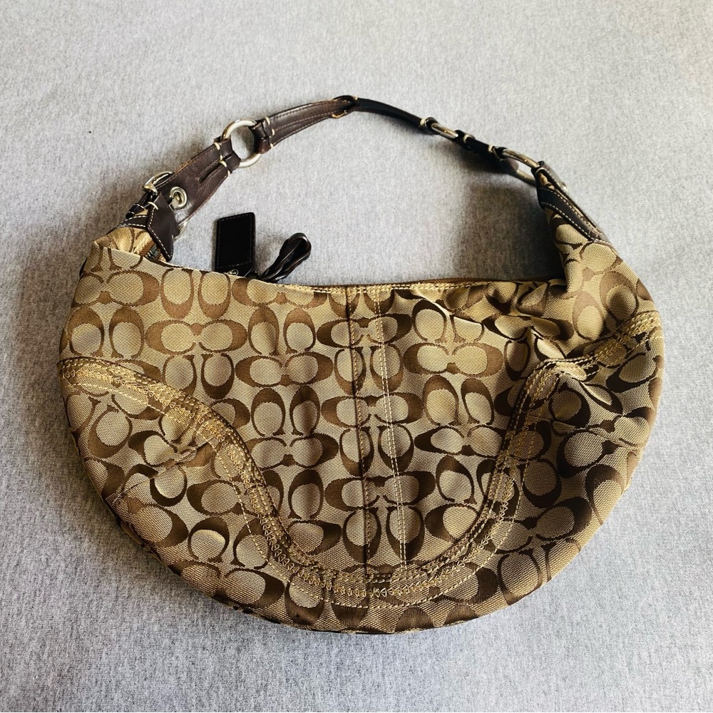 Y2K Coach Authentic Hobo Brown Signature C Shoulder Hand Bag Purse K 10601 - Picture 5 of 16